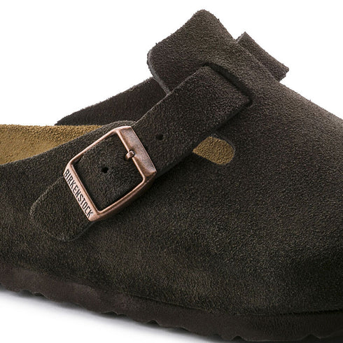 BIRKENSTOCK Boston Mocha Suede Sfb Unisex Slides